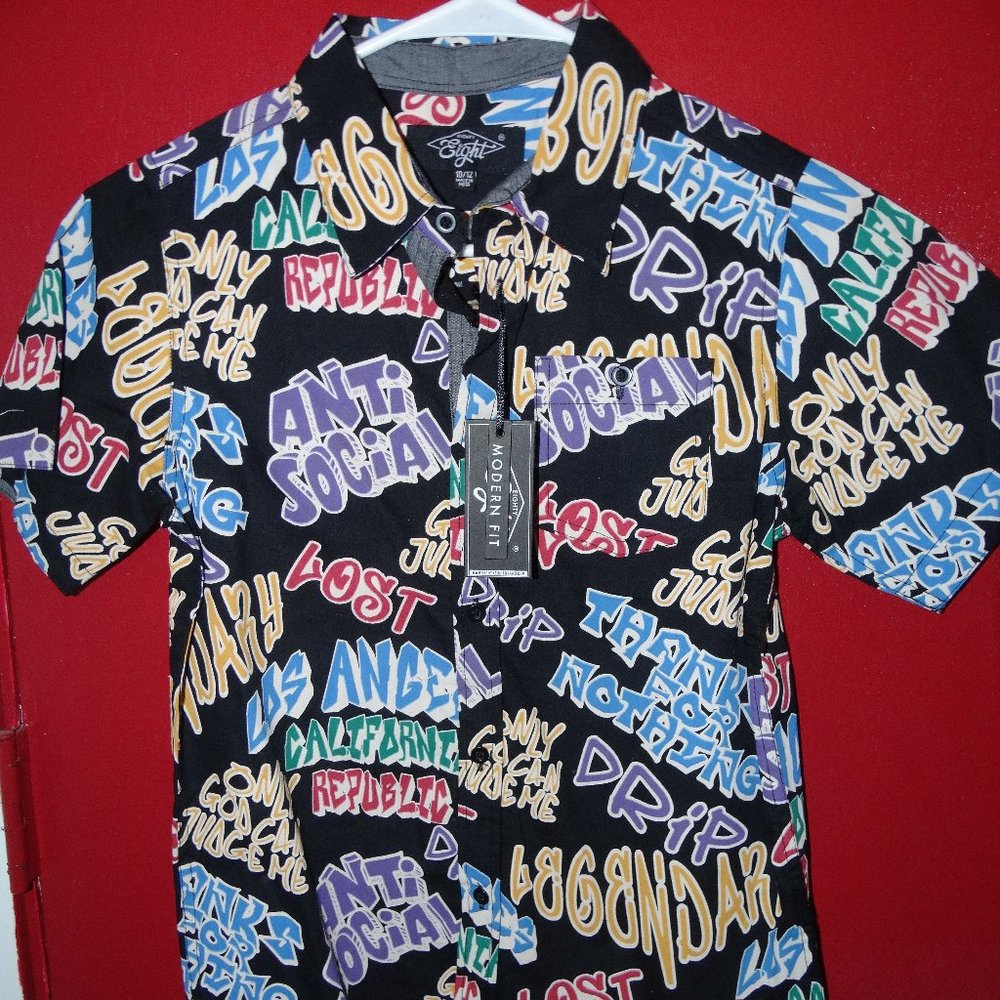 Eighty Eight Boys Shirt NWT - Drip, Boom, Crash - Size 10/12 - Modern Fit